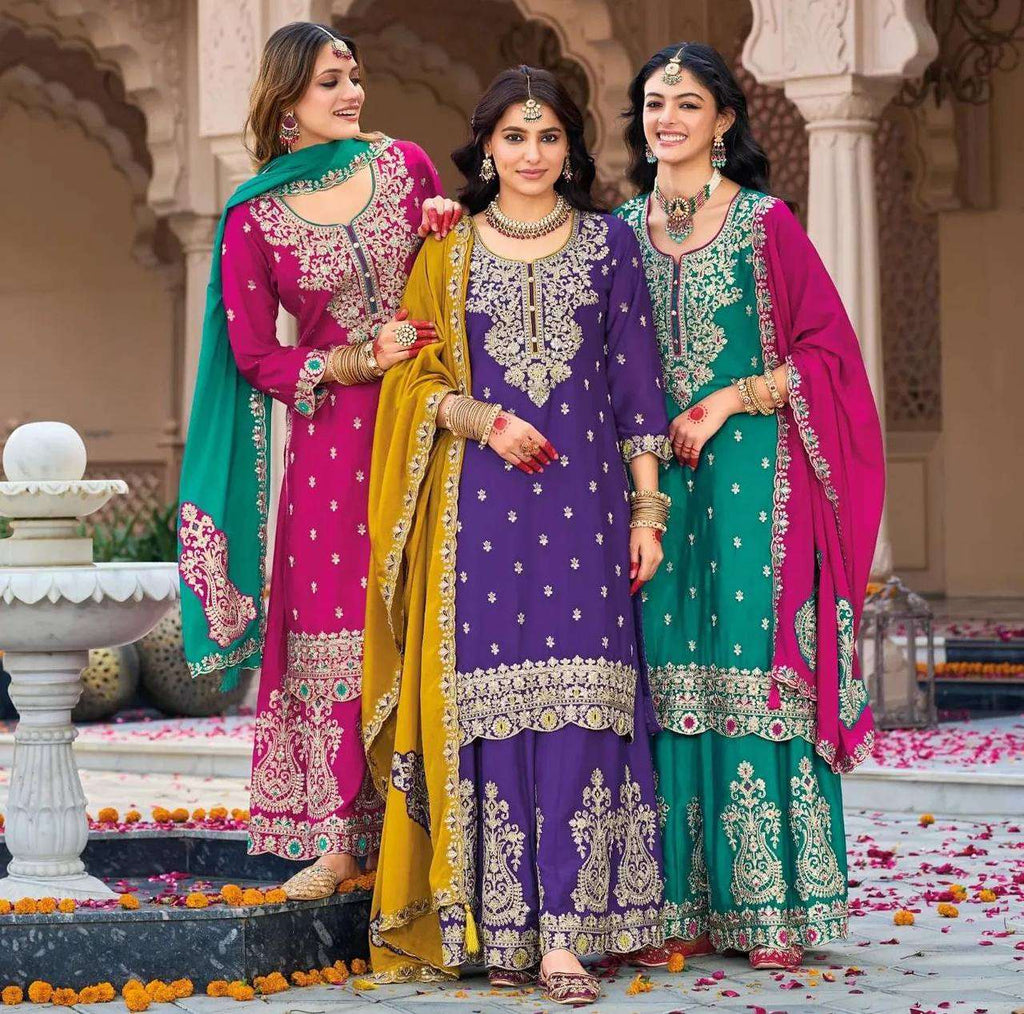 Vichitra Silk Suit UK, Party Wear Indian Suit UK, Embroidered Top Plazzo Set, Designer Suit Set UK, Indian Readymade Suits UK, Fully Stitched Indian Outfits, Indian Ethnic Wear UK, Embroidery Thread Sequence Suit, Plazzo Suit Set UK, Indian Dupatta Set for Women, Festive Wear Suit UK, Affordable Indian Suits Online UK, Ethnic Women’s Clothing UK