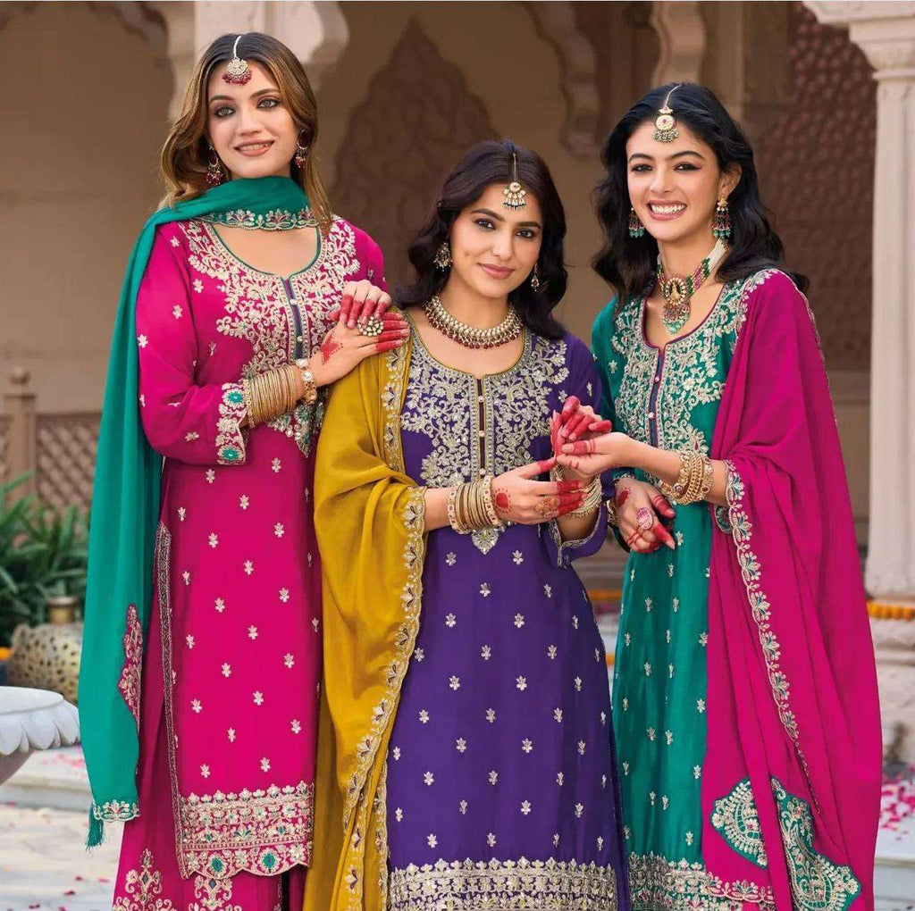 Vichitra Silk Suit UK, Party Wear Indian Suit UK, Embroidered Top Plazzo Set, Designer Suit Set UK, Indian Readymade Suits UK, Fully Stitched Indian Outfits, Indian Ethnic Wear UK, Embroidery Thread Sequence Suit, Plazzo Suit Set UK, Indian Dupatta Set for Women, Festive Wear Suit UK, Affordable Indian Suits Online UK, Ethnic Women’s Clothing UK