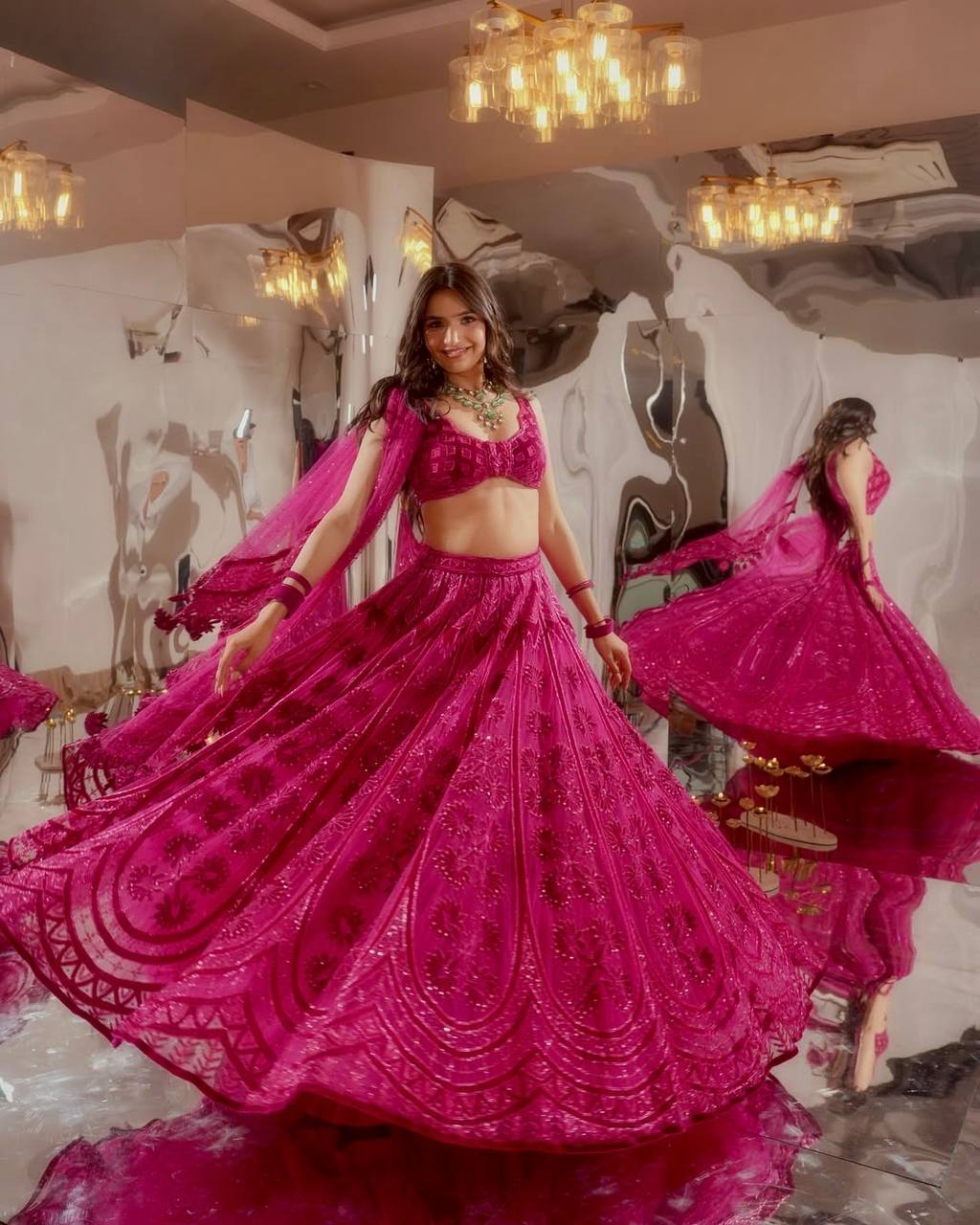 Kasturi Silk Pink Lehanga With Velvet Blouse