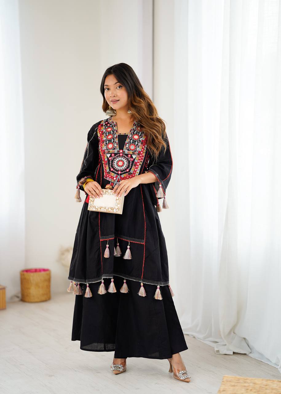 Pure Khadi Cotton Sequence work Indian Anarkali Gown co-ord Set – Party Wear