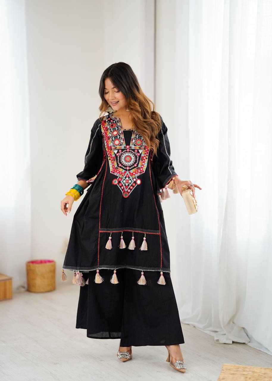 Pure Khadi Cotton Sequence work Indian Anarkali Gown co-ord Set – Party Wear