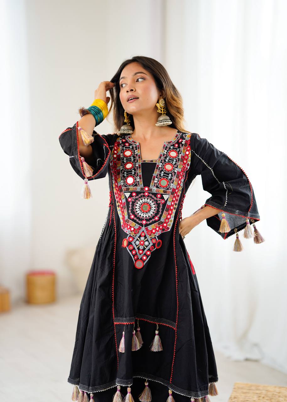 Pure Khadi Cotton Sequence work Indian Anarkali Gown co-ord Set – Party Wear