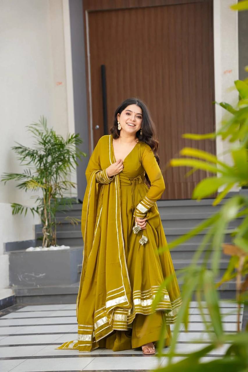 Angrakha Gown Set, Party Wear Suit UK, Mustard Indian Suit, Fox Georgette Gown Pant Set, Indian Gown with Dupatta UK, Gota Patti Dupatta Set, Readymade Ethnic Wear UK, 3 Piece Suit for Women UK, Indian Outfit for Party UK, Pure Georgette Suit UK, Embroidered Indian Dress UK, Gown Pant Dupatta UK, Stylish Indian Clothes UK, Indian Wedding Outfit UK, Affordable Indian Clothing UK