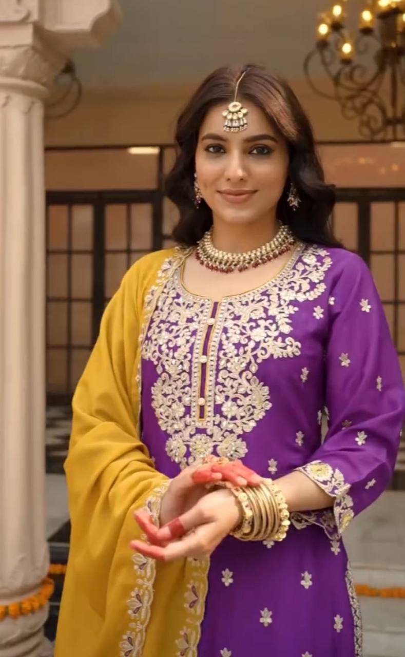 Embroidered Designer Sharara suit Thread & Sequence Work Party Wear  Palazzo