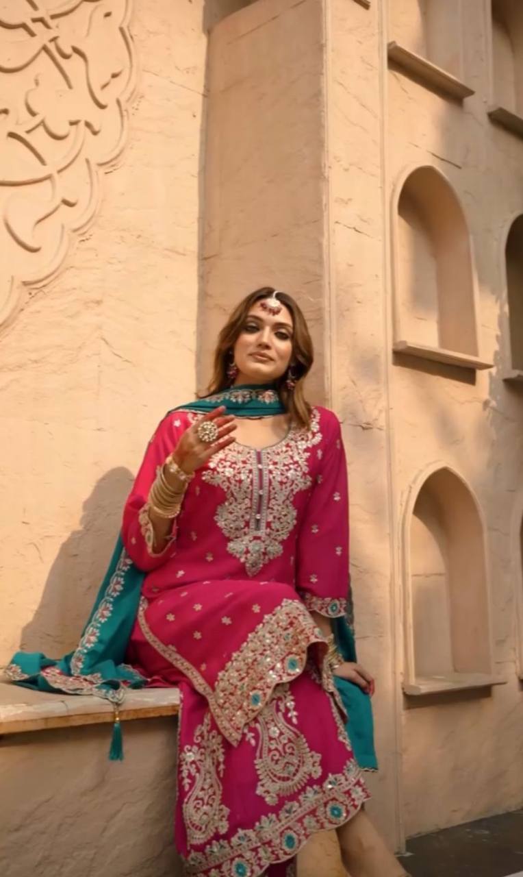 Embroidered Designer Sharara suit Thread & Sequence Work Party Wear  Palazzo