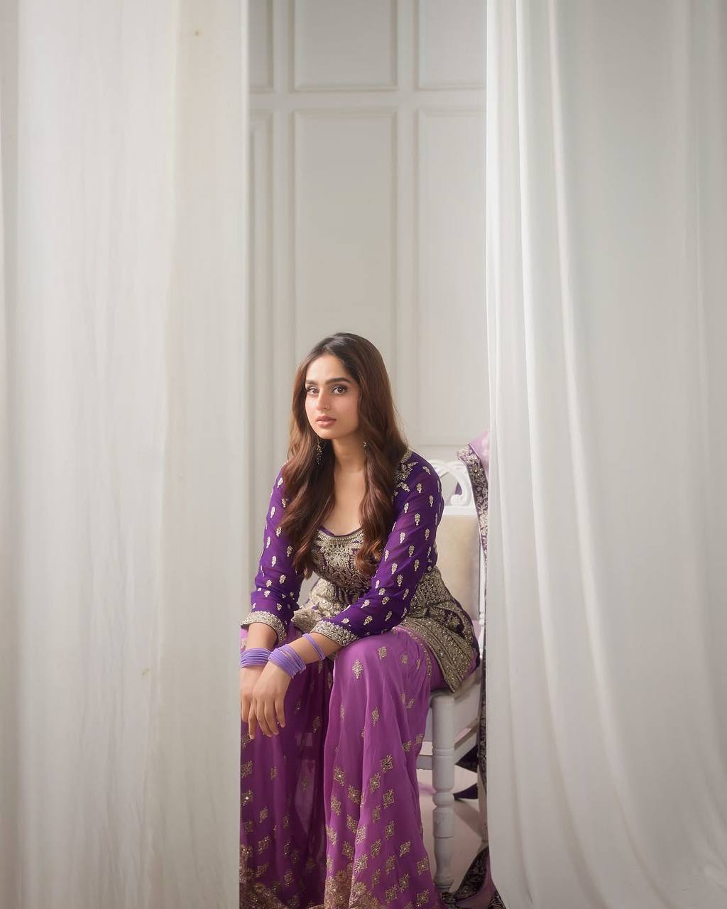 Festive Special Ready to Wear 3 pc Georgette Kurta Sharara Set with Sequins Embroidery
