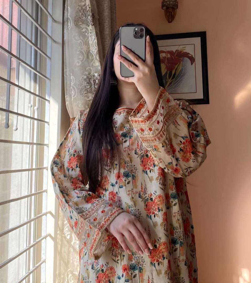 Pure Natural Roman Silk with Digital Print 2 pcs Co-ord set