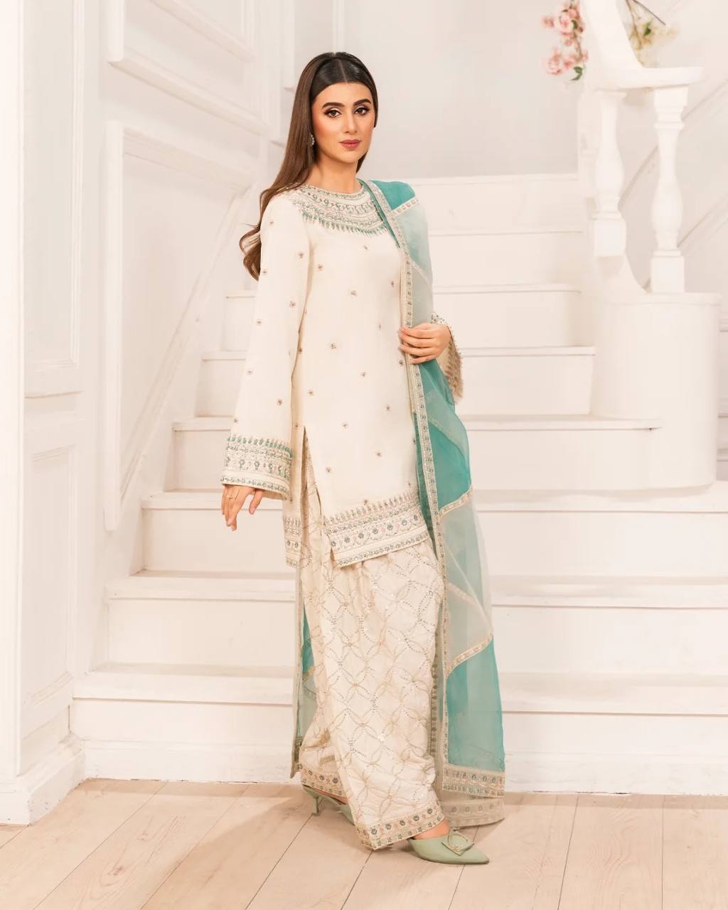 White Farsi Sharara Suit Serenity A Moment of Grace