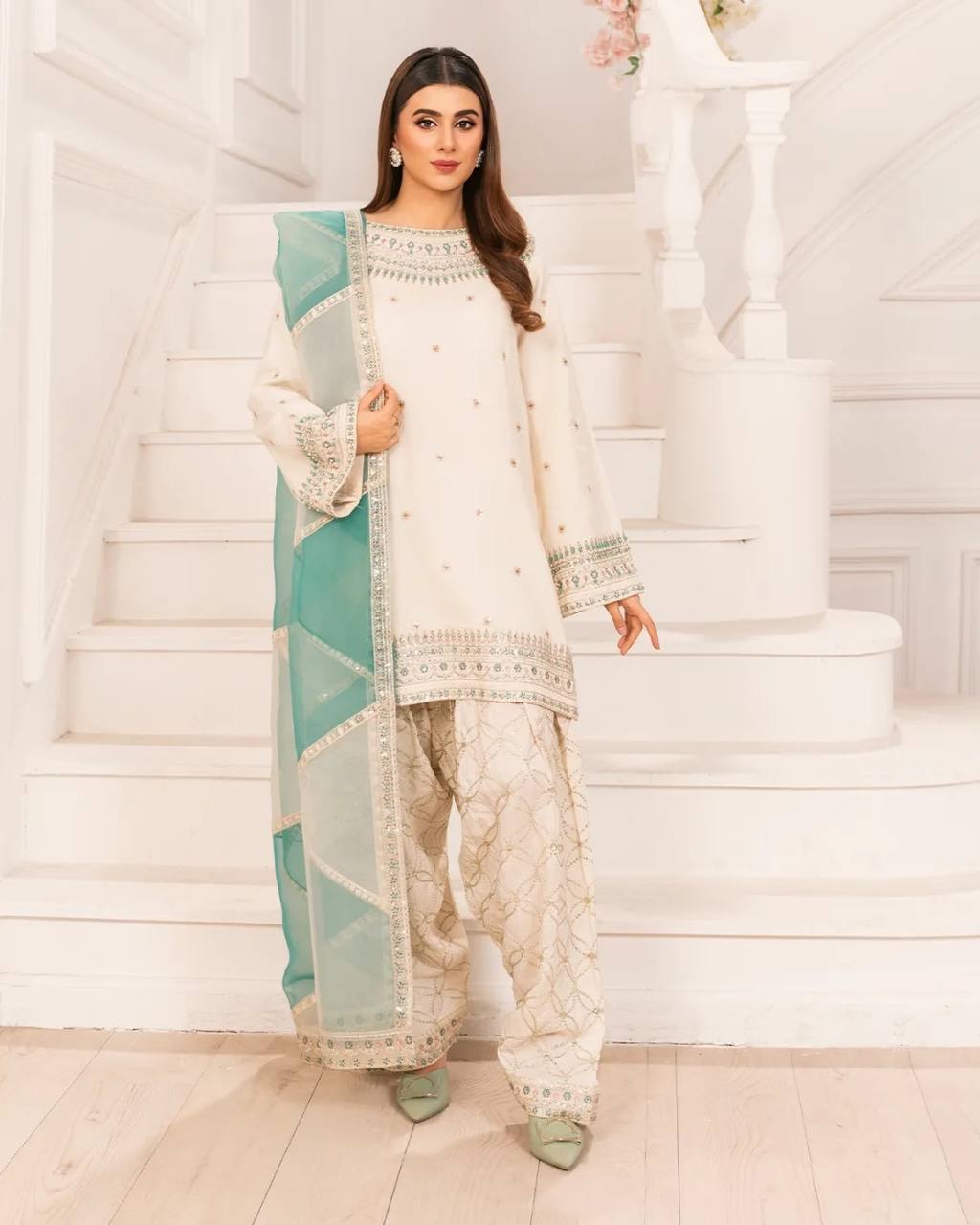 White Farsi Sharara Suit Serenity A Moment of Grace