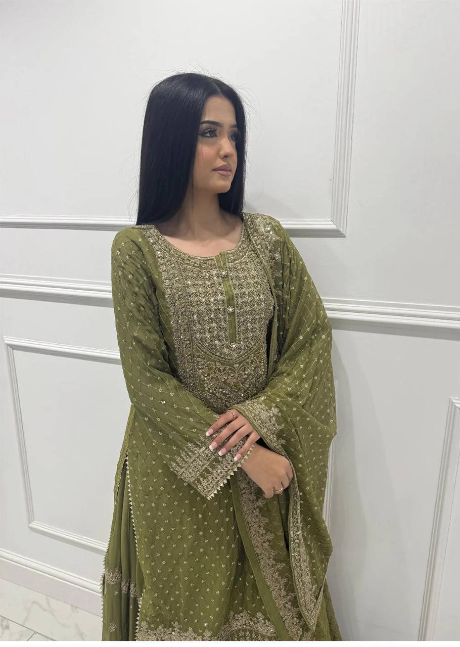 Faux Georgette sharara set, Thread work sharara suit, Sequin work sharara set, Georgette sharara with dupatta, Sharara set for festive wear, Indian party wear sharara suit, Fully stitched sharara set, Ethnic sharara suit for women, Designer sharara with lace dupatta, Sharara kurta dupatta set, Faux Georgette festive outfit, Wedding wear sharara suit, Rakhi sharara suit set, Raksha Bandhan outfit for women, Embroidered sharara set, Ready to wear sharara suit, Thread embroidery and sequin sharara, Indian ethn