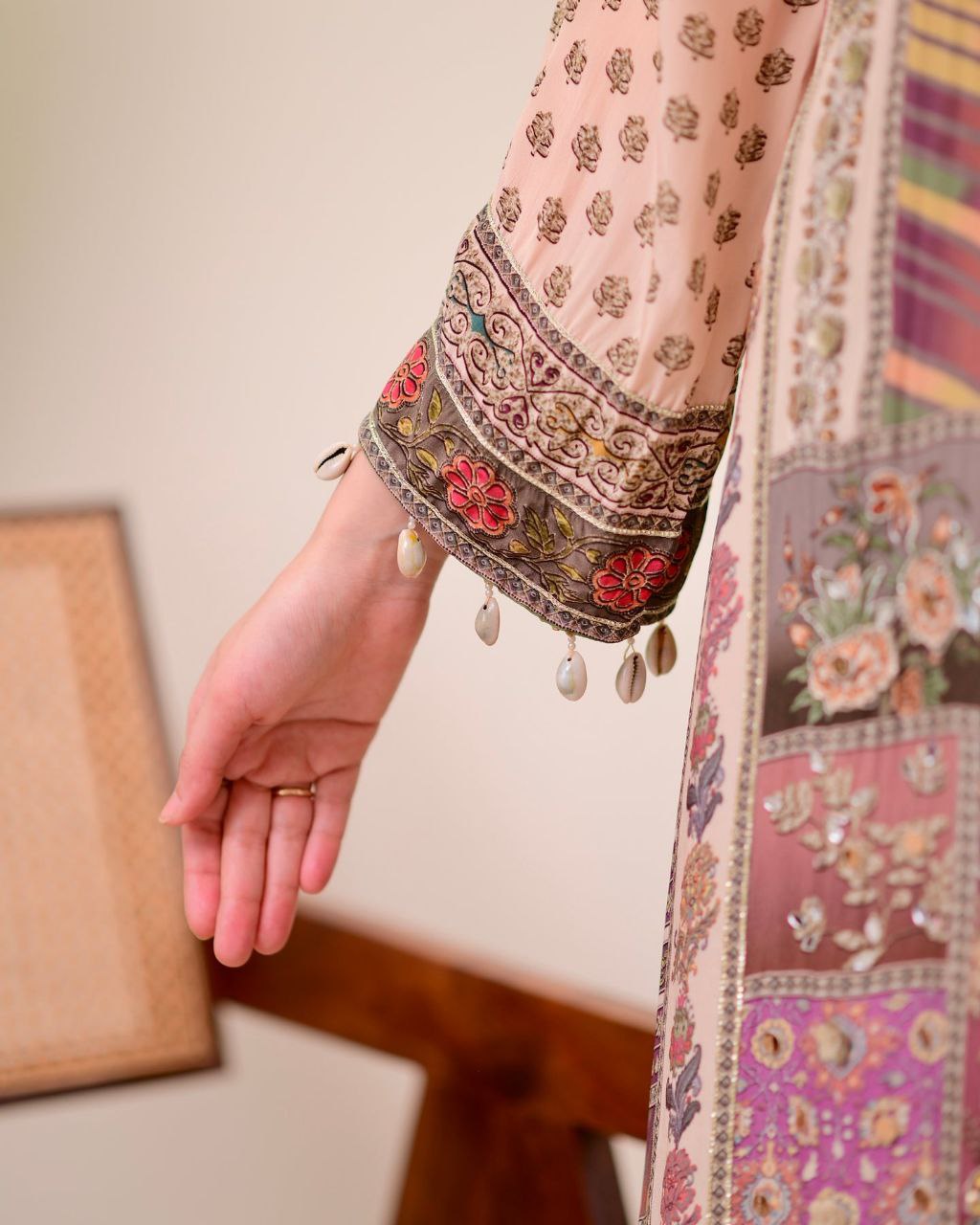 Chinon Silk Kurta Sharara Set with Sequins Embroidery Work for Women