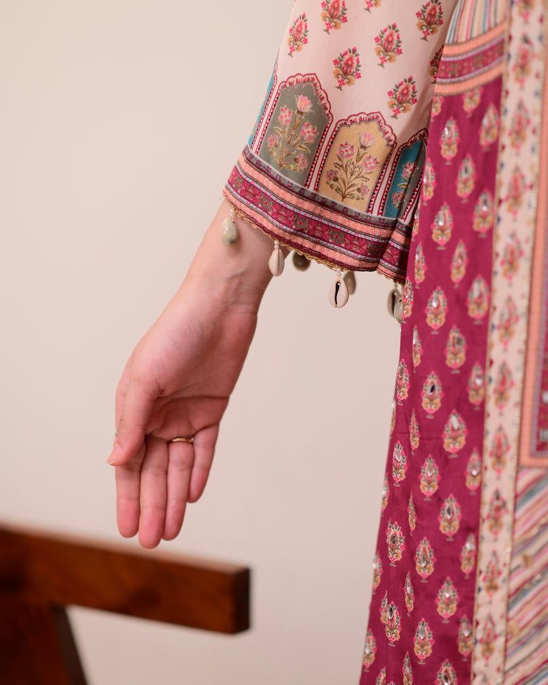 Chinon Silk Kurta Sharara Set with Sequins Embroidery Work for Women